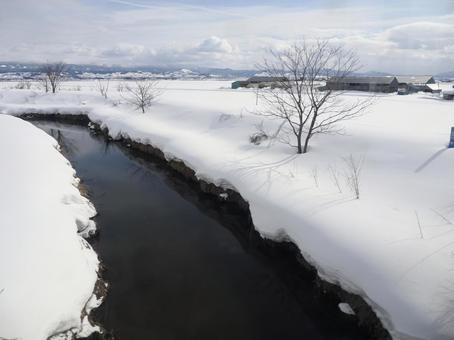 Snowy scenery of Tsugaru (river), JPG