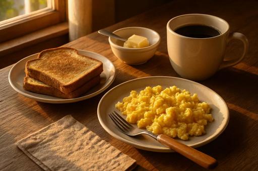 朝の光に包まれた食卓 朝の光に包まれた食卓の写真