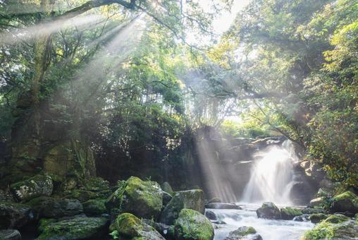 熊本県　夏の夫婦滝 熊本県,熊本,絶景の写真素材