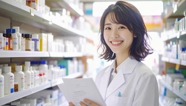 笑顔で働く薬剤師 笑顔で働く薬剤師の写真