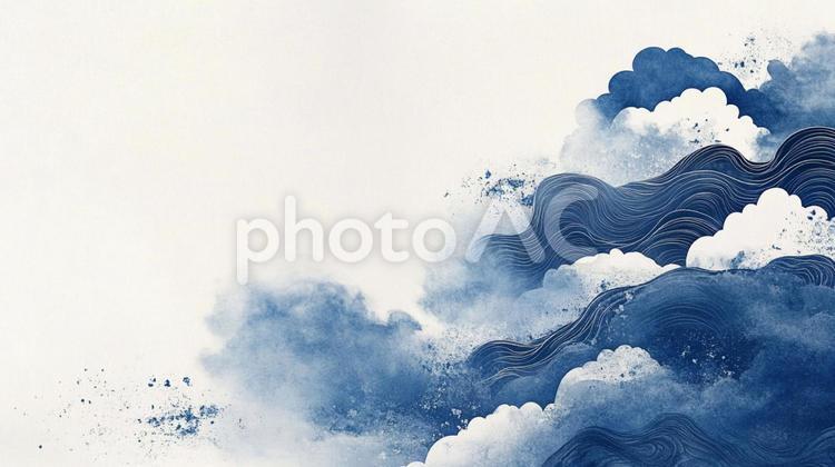 水墨風の和風雲背景 和風,雲,背景の写真素材