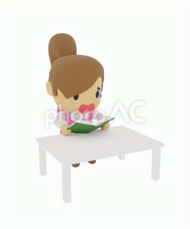 書籍を見て絶望驚愕する保育士 保育士,読書,本の写真素材