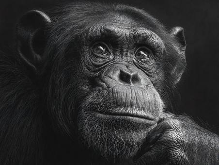 黒い背景の野生動物の横顔の写真