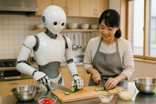 料理教室で働くキッチンロボット 料理教室で働くキッチンロボットの写真