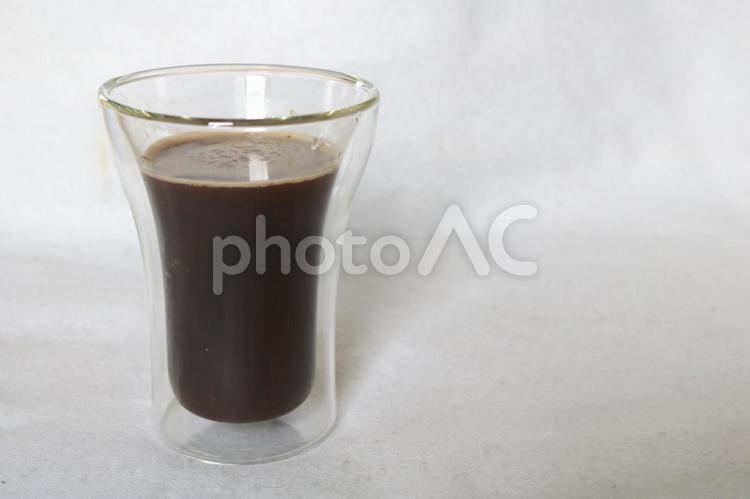 アイスコーヒー二重底のガラスのグラス コップ,グラス,ガラスの写真素材
