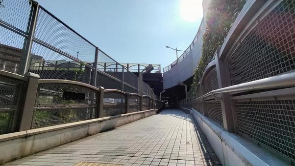 池袋駅北口周辺 池袋駅北口周辺 歩道橋,歩道,線路沿いの写真素材