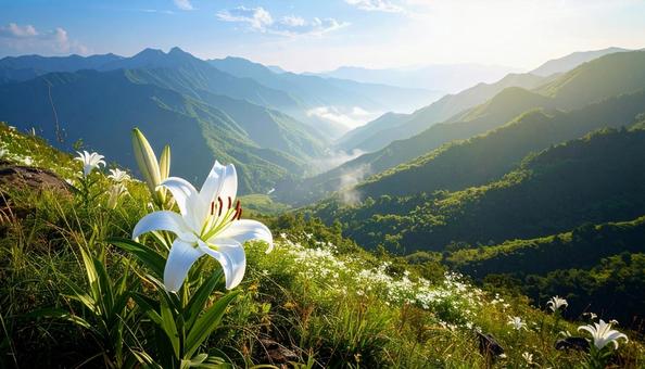 白いテッポウユリの花 白いテッポウユリの花の写真