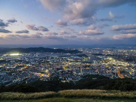 【福岡県】北九州市・皿倉山展望台 皿倉山展望台,夜景,夜の写真素材