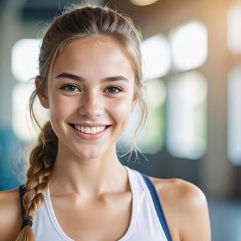 運動する女性 運動する女性の写真