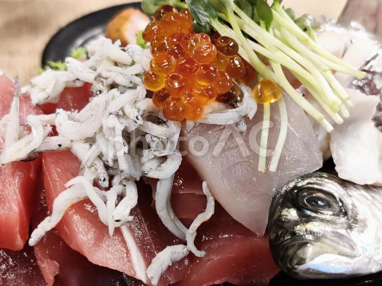 海鮮丼の宝石箱 海鮮丼,丼,魚介類の写真素材
