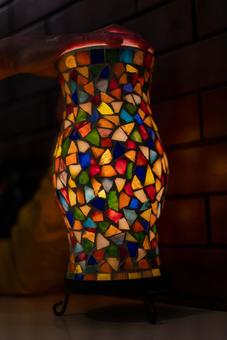 幻想的なモザイク照明 モザイクランプ,照明,インテリアの写真素材