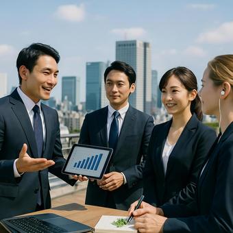 屋外ビジネスミーティング 屋外ビジネスミーティングの写真