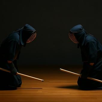 剣道対戦前の礼 剣道対戦前の礼の写真
