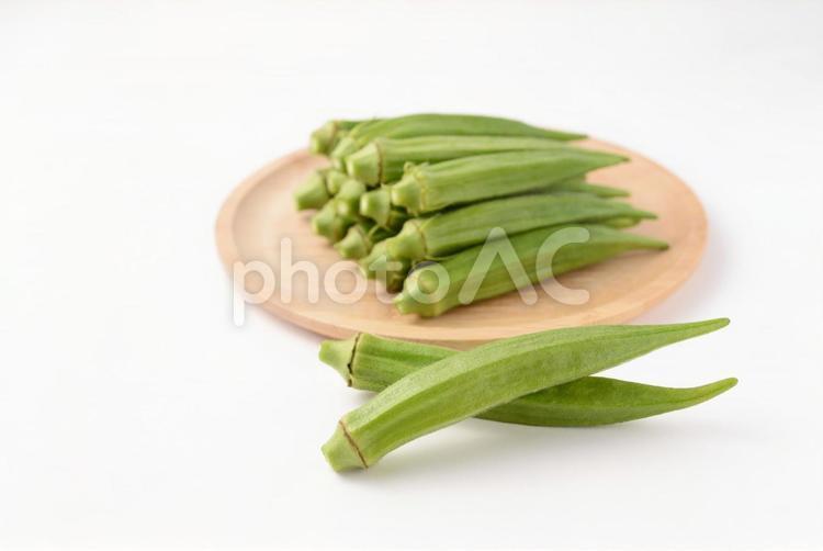 新鮮な採れたてのオクラ オクラ,おくら,野菜の写真素材