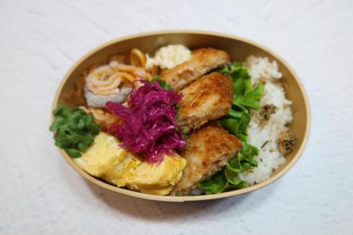 カツレツのカラフルランチ カツ,トンカツ,豚の写真素材