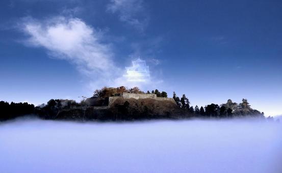 イメージ素材/雲海と幻想の津和野城跡 イメージ素材/雲海と幻想の津和野城跡 津和野城跡,雲海,城址の写真素材