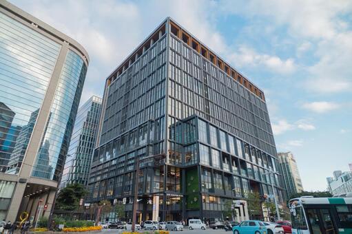 福岡市天神の交差点からの風景 福岡市,天神,交差点の写真素材