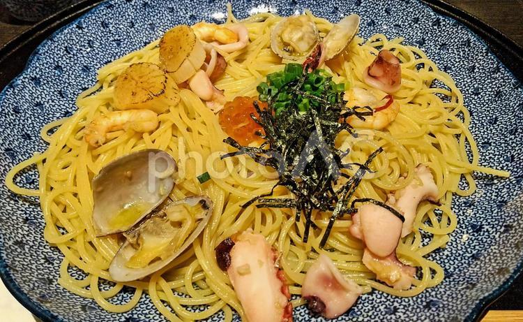 海の幸の和風パスタ 海の幸の和風パスタ,パスタ,スパゲッティの写真素材
