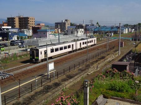 Photo, 2-car train, each station, pink, 