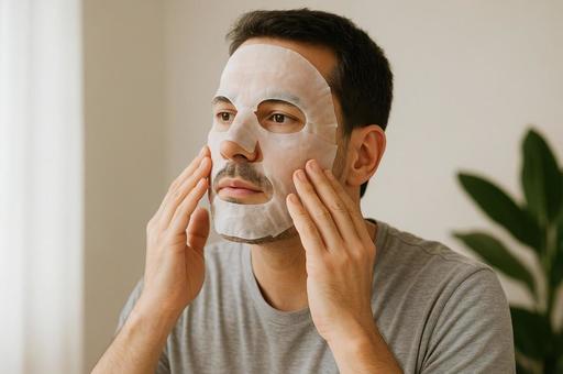 スキンケア中の若い男性 スキンケア中の若い男性の写真