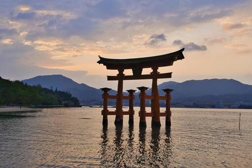 宮島：厳島神社・大鳥居・夕焼け 宮島,厳島神社,日本三景の写真素材