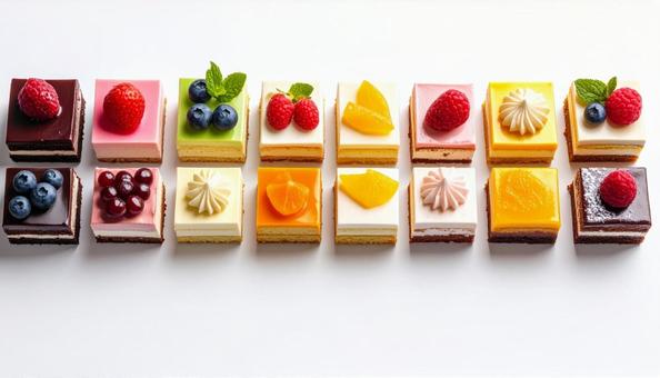 ケーキの彩りが整う俯瞰構図 ケーキの彩りが整う俯瞰構図の写真