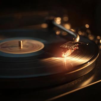 レトロな空間で音楽鑑賞 レトロな空間で音楽鑑賞の写真