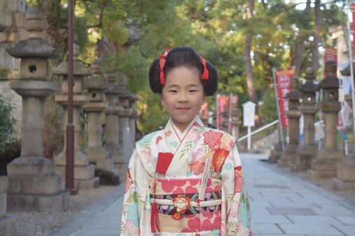 七五三の女の子 七五三の女の子 七五三,着物,7歳の写真素材
