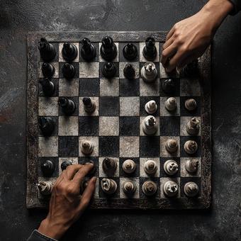 思考を巡らせるチェスゲームの瞬間 思考を巡らせるチェスゲームの瞬間の写真