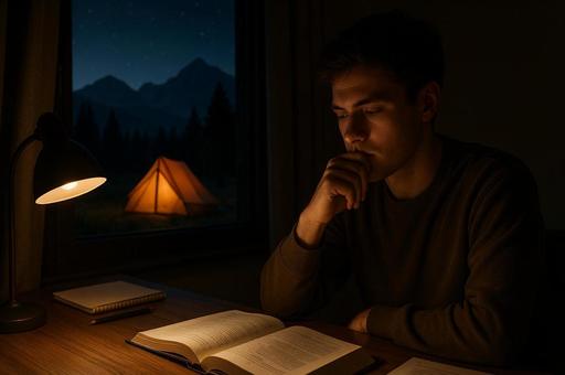 テントと読書の夜時間 テントと読書の夜時間の写真