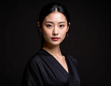 黒い服を着た女性モデル 黒い服を着た女性モデルの写真