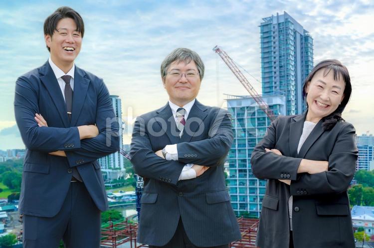 都会と工事とビジネスチーム 開発,m＆a,建設会社の写真素材