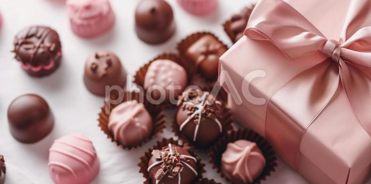 ギフトとバレンタインのチョコレート バレンタイン,バレンタインデー,チョコレートの写真素材