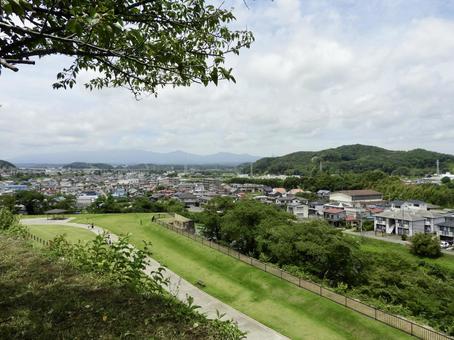 白河市街地と東北新幹線高架橋2 白河市街地と東北新幹線高架橋2の写真