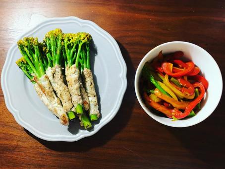 手料理 手料理 肉巻き,マリネ,手料理の写真素材