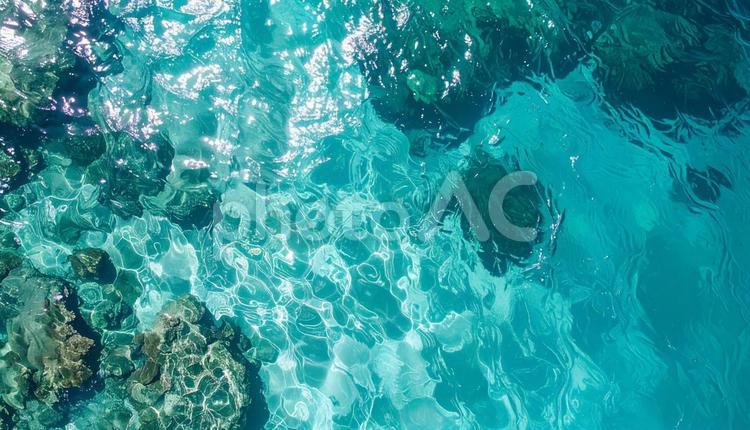 俯瞰でみる南国の海 背景,海,きらめきの写真素材
