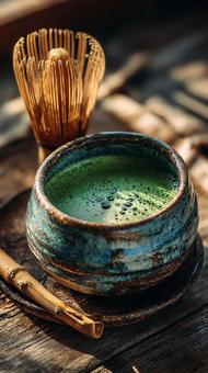 点てた抹茶 点てた抹茶の写真