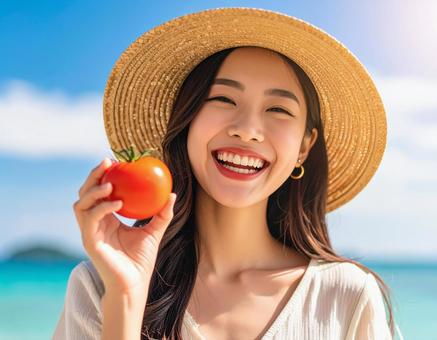 彼女のおすすめ夏野菜・トマトの写真