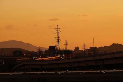 街の夕景 街の夕景の写真