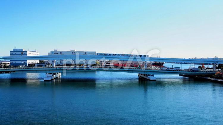 橋からの眺め・有明埠頭方面・東京都お台場 冬,夢の大橋,お台場の写真素材