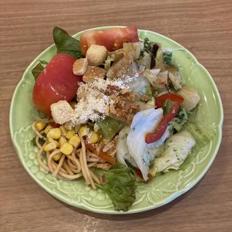 サラダバイキング サラダバイキング サラダパスタ,外食,野菜の写真素材