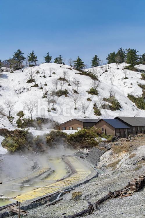 日本一の強酸性温泉　玉川温泉。日本、秋田 温泉,おんせん,湯の写真素材