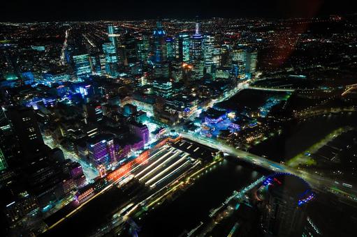メルボルン川夜景 メルボルン川夜景 夜景,メルボルン,オーストラリアの写真素材