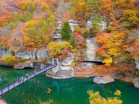 福島の秋 秋,紅葉,川の写真素材