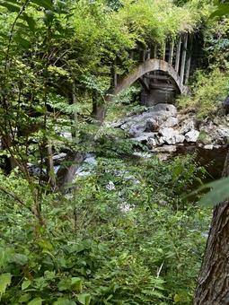 日本の石橋風景① 森に包まれた石橋 日本の石橋風景① 森に包まれた石橋 石橋,渓流,川の写真素材