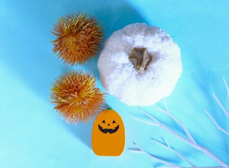 明るくかわいいハロウィン⑤（真俯瞰） ハロウィン,かぼちゃ,ジャックオーランタンの写真素材