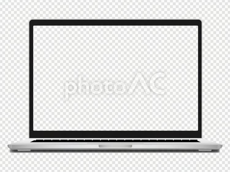 透過　ノートパソコン正面　グレー本体 パソコン,ノートパソコン,pcの写真素材