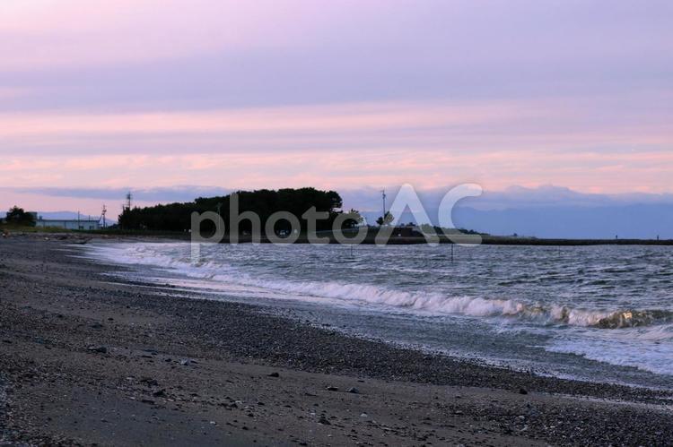 夕景の海岸 夕暮れ,夕景,浜の写真素材