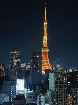東京の夜景　東京タワーの写真