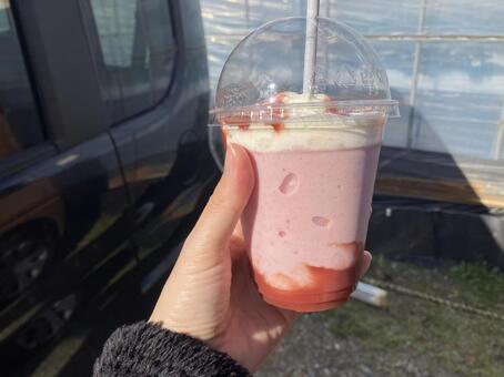 苺フラペチーノ いちご,シェイク,苺の写真素材